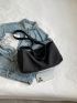 Minimalist Hobo Bag Adjustable-strap With Zipper Polyester