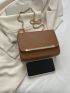 Mini Square Bag Fashionable Brown Crocodile Print Chain Strap