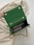 Mini Square Bag Fashionable Green Crocodile Print Chain Strap