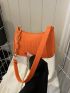 Mini Zipper Hobo Bag Minimalist Orange Crocodile Embossed