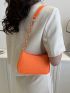 Mini Zipper Hobo Bag Minimalist Orange Crocodile Embossed