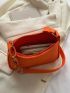 Mini Zipper Hobo Bag Minimalist Orange Crocodile Embossed