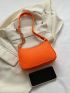 Mini Zipper Hobo Bag Minimalist Orange Crocodile Embossed