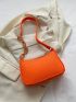 Mini Zipper Hobo Bag Minimalist Orange Crocodile Embossed