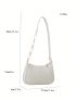 Mini Zipper Hobo Bag Minimalist White Crocodile Embossed