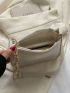 Mini Zipper Hobo Bag Minimalist White Crocodile Embossed