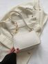 Mini Zipper Hobo Bag Minimalist White Crocodile Embossed