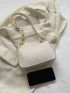 Mini Zipper Hobo Bag Minimalist White Crocodile Embossed