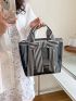 Fashionable Square Bag Striped Pattern No-closure Nylon