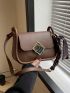 Elegant Saddle Bag Coffee Brown Metal Decor PU