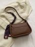 Elegant Saddle Bag Coffee Brown Metal Decor PU