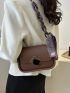 Elegant Saddle Bag Coffee Brown Metal Decor PU