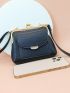 Litchi Embossed Square Bag Fashionable Kiss Lock PU