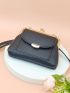 Litchi Embossed Square Bag Fashionable Kiss Lock PU