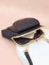 Litchi Embossed Square Bag Fashionable Kiss Lock PU