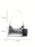 Metallic Baguette Bag With Coin Purse Funky Argyle Quilted Zipper PU