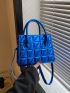 Blue Square Bag Funky Metallic Quilted Detail Double Handle PU