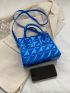 Blue Square Bag Funky Metallic Quilted Detail Double Handle PU