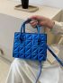 Blue Square Bag Funky Metallic Quilted Detail Double Handle PU