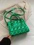 Metallic Square Bag Funky Quilted Detail Double Handle PU