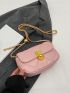 Mini Flap Square Bag Fashionable Argyle Quilted Push Lock Chain PU