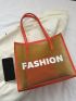 Fashionable & Versatile Tote Bag Double Handle Mesh Design With Small Pouch