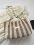 Random Striped Pattern Straw Bag Vacation Letter Patch Decor Paper