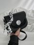 Mini Flap Saddle Bag Fashionable Twilly Scarf Decor PU