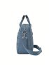 Dusty Blue Classic Backpack Casual Letter Patch Decor Multi Zipper