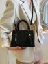 Crocodile Embossed Square Bag Elegant Double Handle Zipper PU