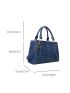 Crocodile Embossed Square Bag Fashionable Double Handle Zipper PU