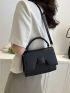 Black Flap Square Bag Fashionable Top Handle PU