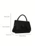 Black Flap Square Bag Fashionable Top Handle PU