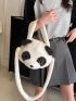 Cartoon Panda Design Novelty Bag Cute Double Handle Zipper Flannelette