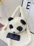 Cartoon Panda Design Novelty Bag Cute Double Handle Zipper Flannelette