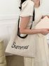 Large Straw Bag Vacation Letter Embroidered Magnet Paper