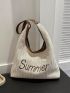 Letter Embroidered Straw Bag Vacation Magnet Paper