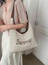 Letter Embroidered Straw Bag Vacation Magnet Paper