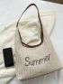 Letter Embroidered Straw Bag Vacation Magnet Paper