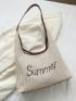 Letter Embroidered Straw Bag Vacation Magnet Paper