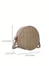 Mini Straw Bag Vacation Adjustable Strap Zipper Paper