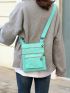 Mini Square Bag Nylon Patch Decor Multi Zip Casual