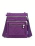 Mini Square Bag Patch Decor Purple Nylon Casual