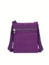 Mini Square Bag Patch Decor Purple Nylon Casual