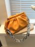 Chain Strap Ruched Bag PU Orange Fashionable