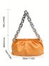 Chain Strap Ruched Bag PU Orange Fashionable