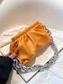 Chain Strap Ruched Bag PU Orange Fashionable