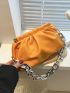 Chain Strap Ruched Bag PU Orange Fashionable