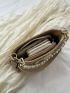 Flower & Faux Pearl Decor Straw Bag Vacation Medium