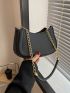 Black Hobo Bag PU Fashionable Chain Strap